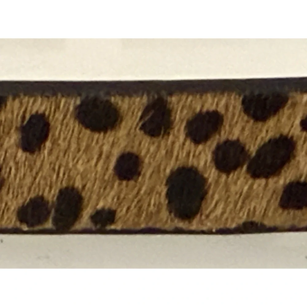Vintage XSkinny Belt Gold Buckle Leopard Calf Hair‎ Leather Brown Tan XS 26